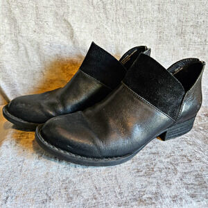 Børn Black Leather Ankle Bootie Women’s US 8 M Round Toe Back Zip